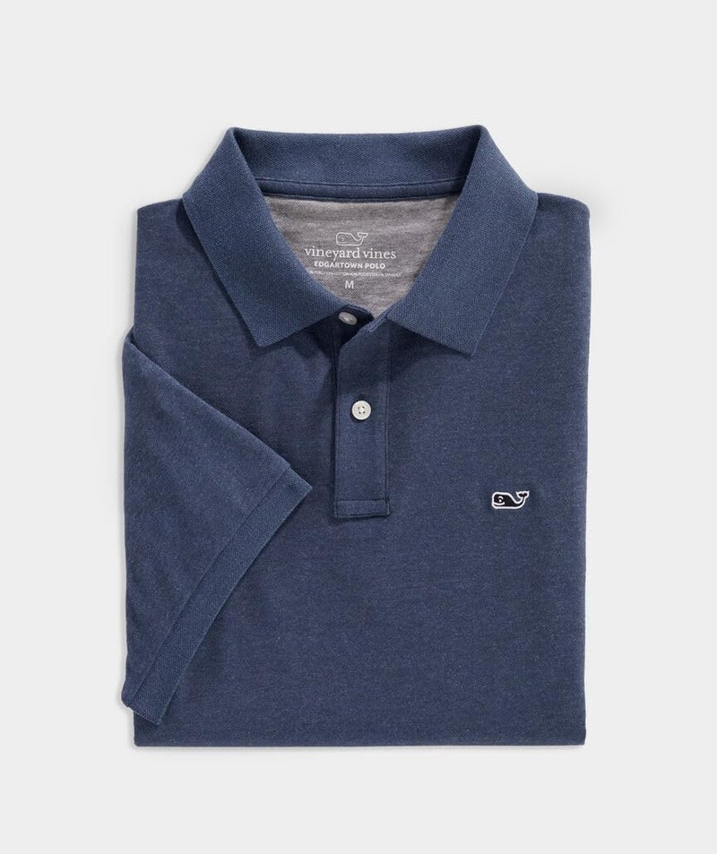 vineyard vines Men's Edgartown Short Sleeve Pique Polo, Deep Bay, Medium